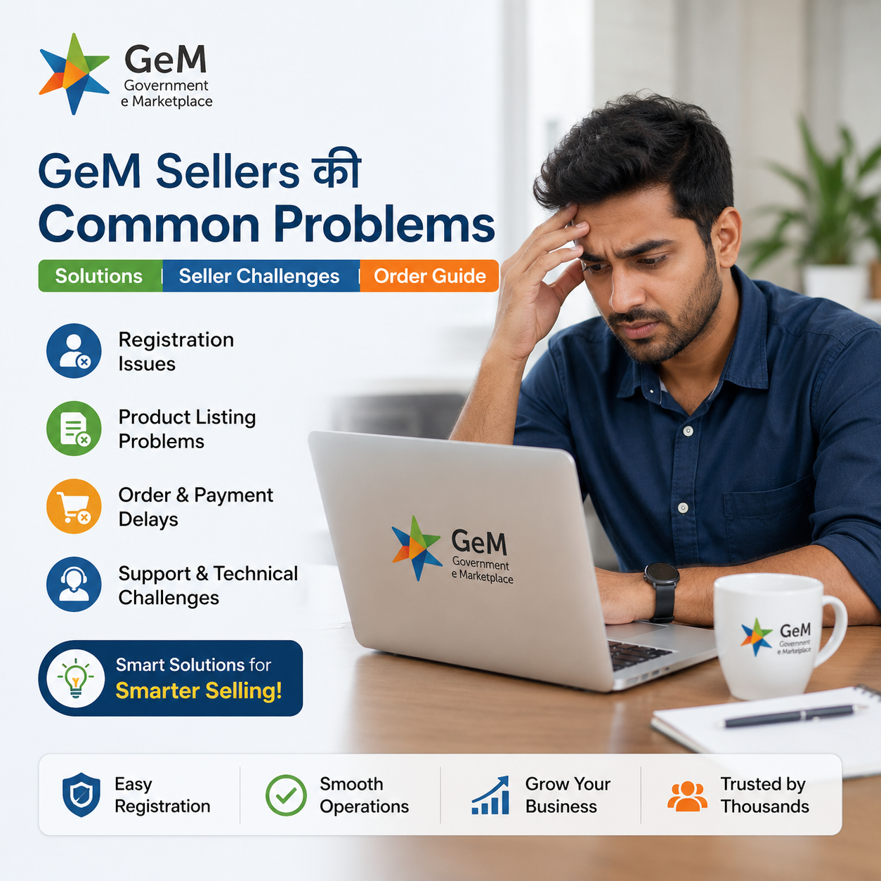 GeM Sellers की Common Problems| Solutions | Seller Challenges | Order Guide